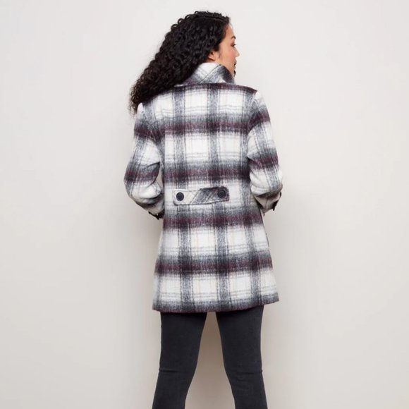 CHARLIE B brushed plaid wool coat - Picture 3 of 5